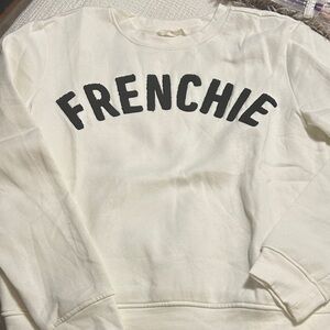 H&M Cream Sweatshirt with Black Crewel Lettering
